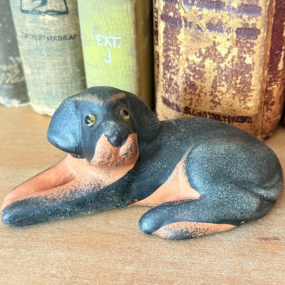 💰3/$15💰OOAK Vintage terracotta dog with glass eyes - Picture 6 of 16